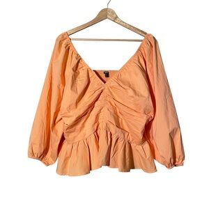 Express Peach Ruched Cropped Blouse NWT